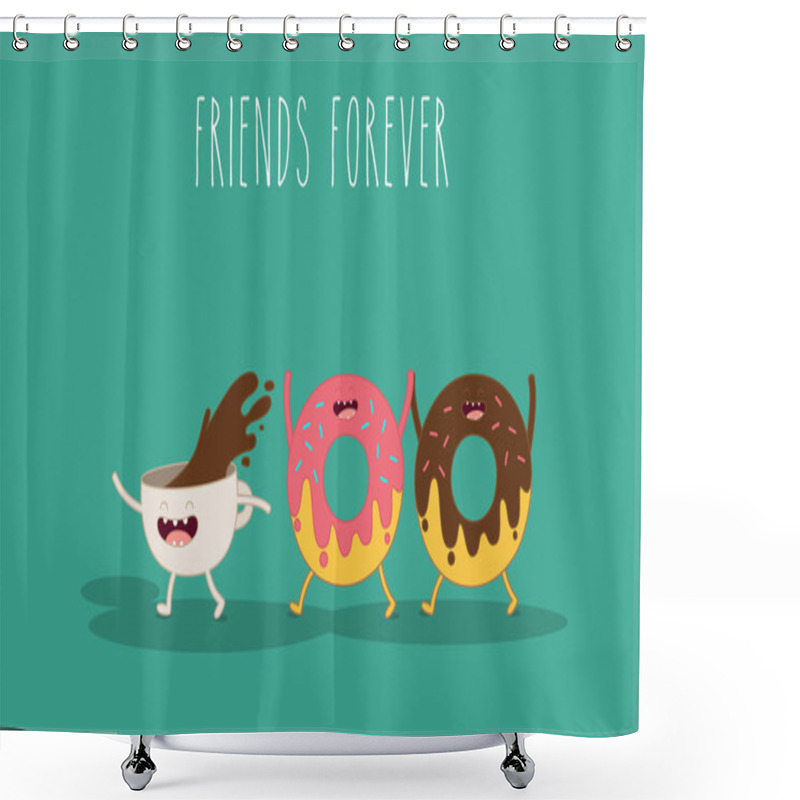 Personality  Coffee And Donuts Illustration Shower Curtains