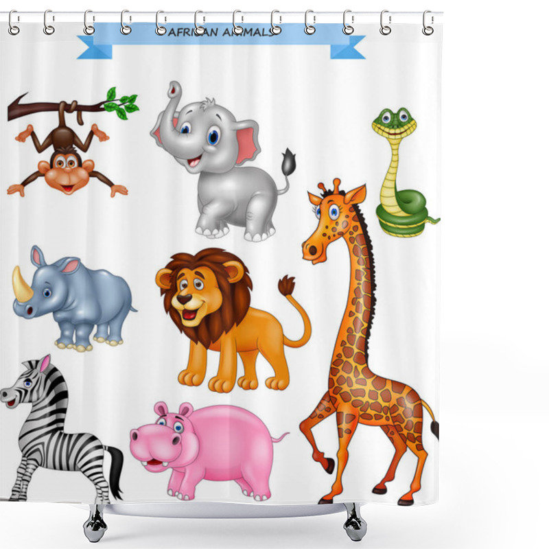 Personality  Vector Illustration Of Cartoon African Animals Collection Shower Curtains