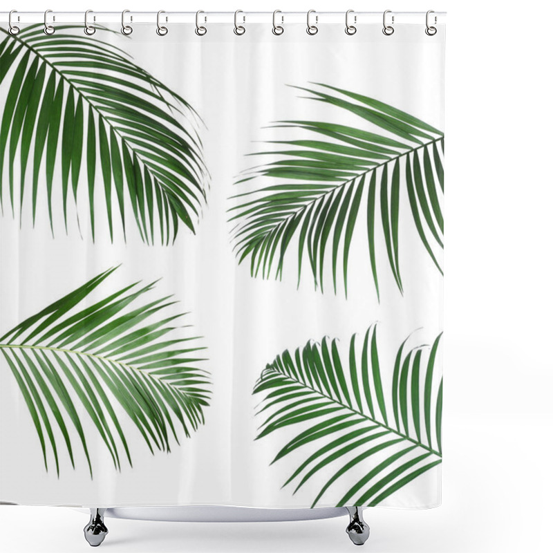 Personality  Set Of Tropical Leaves On White Background Shower Curtains