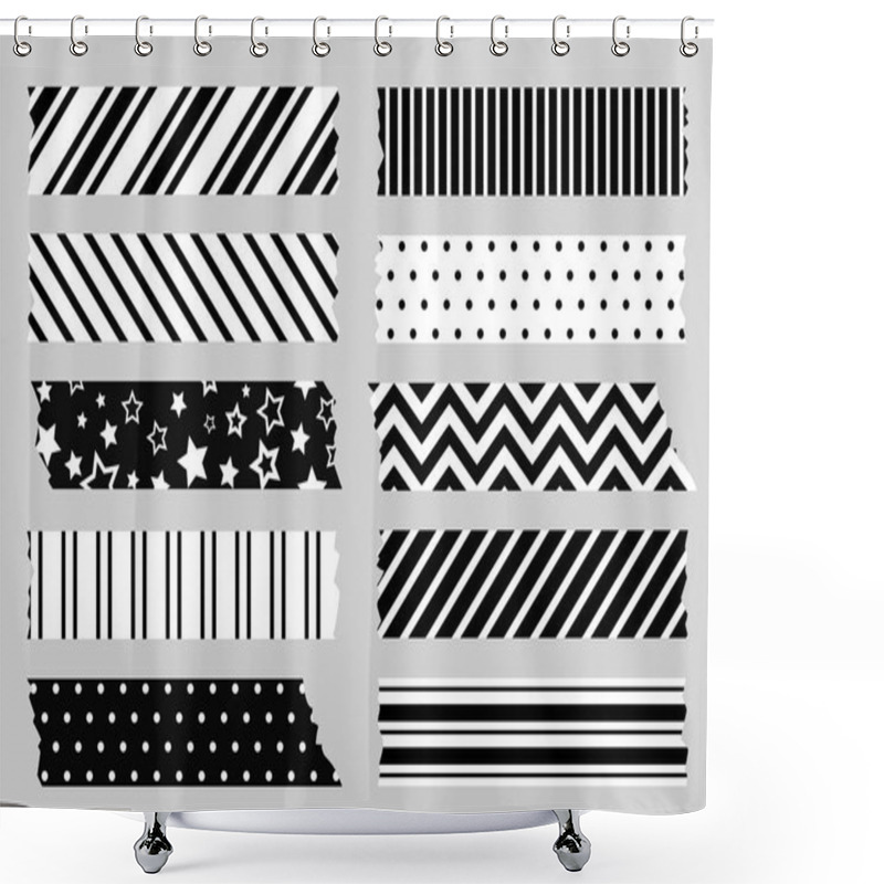 Personality  Adhesive Tape With Black And White Geometric Patterns. Scotch, Washi Tape Template Shower Curtains