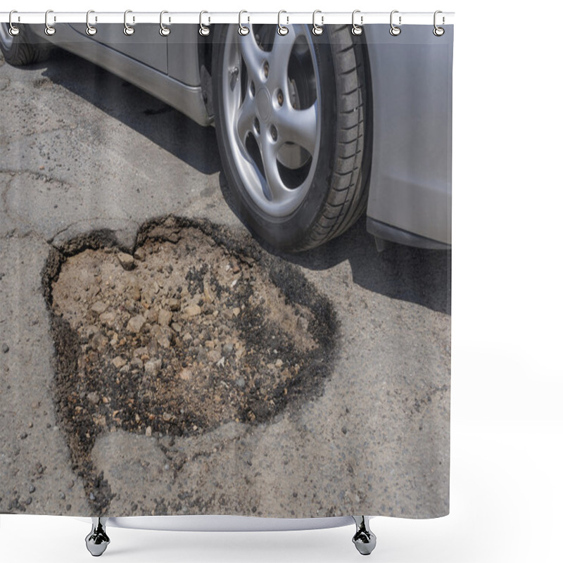 Personality  Car Wheel Avoiding Big Pothole Shower Curtains