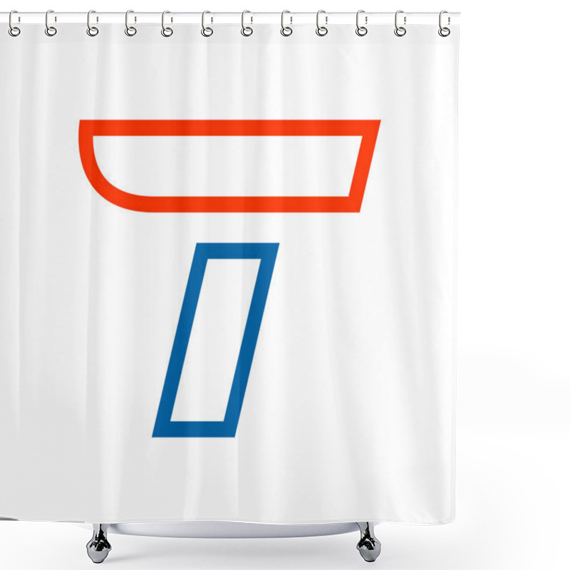 Personality  Letter T Logo With Red Wing. Shower Curtains