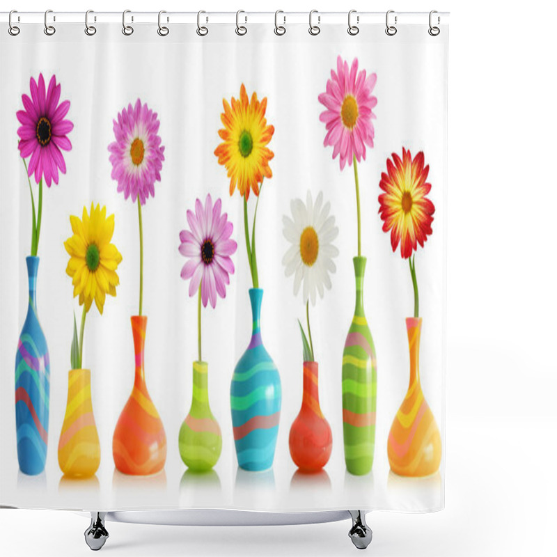 Personality  Daisy Flowers In Vases Shower Curtains