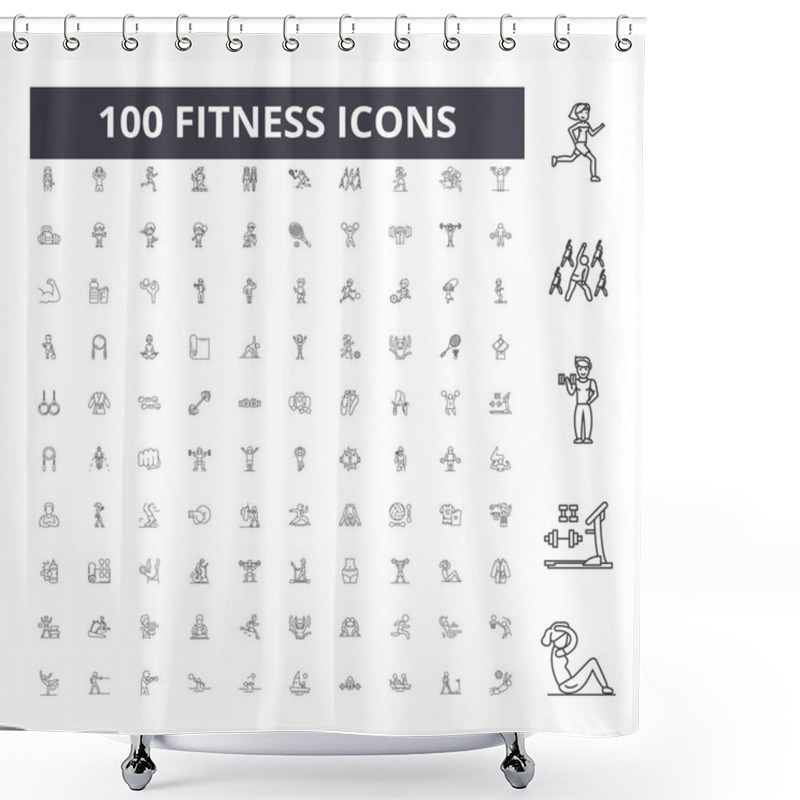 Personality  Fitness Line Icons, Signs, Vector Set, Outline Illustration Concept  Shower Curtains