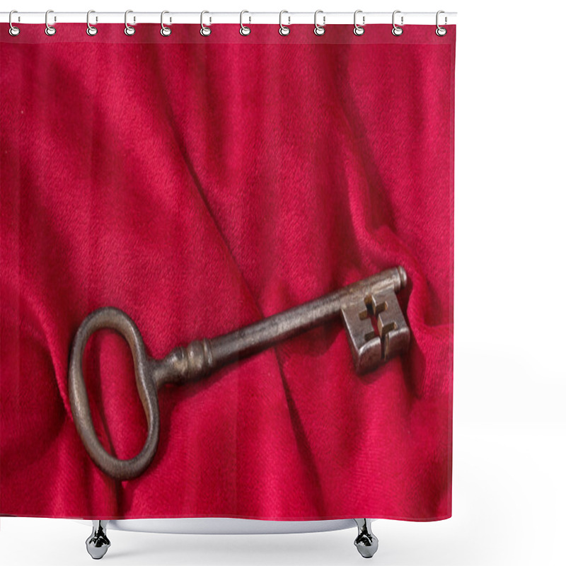 Personality  Key On A Red Velvet Cushion Shower Curtains