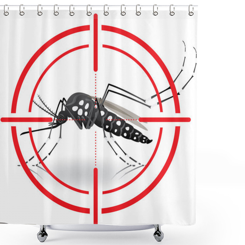 Personality  Nature, Aedes Aegypti Mosquitoes With Stilt Target. Sights Signal. Ideal For Informational And Institutional Related Sanitation And Care Shower Curtains