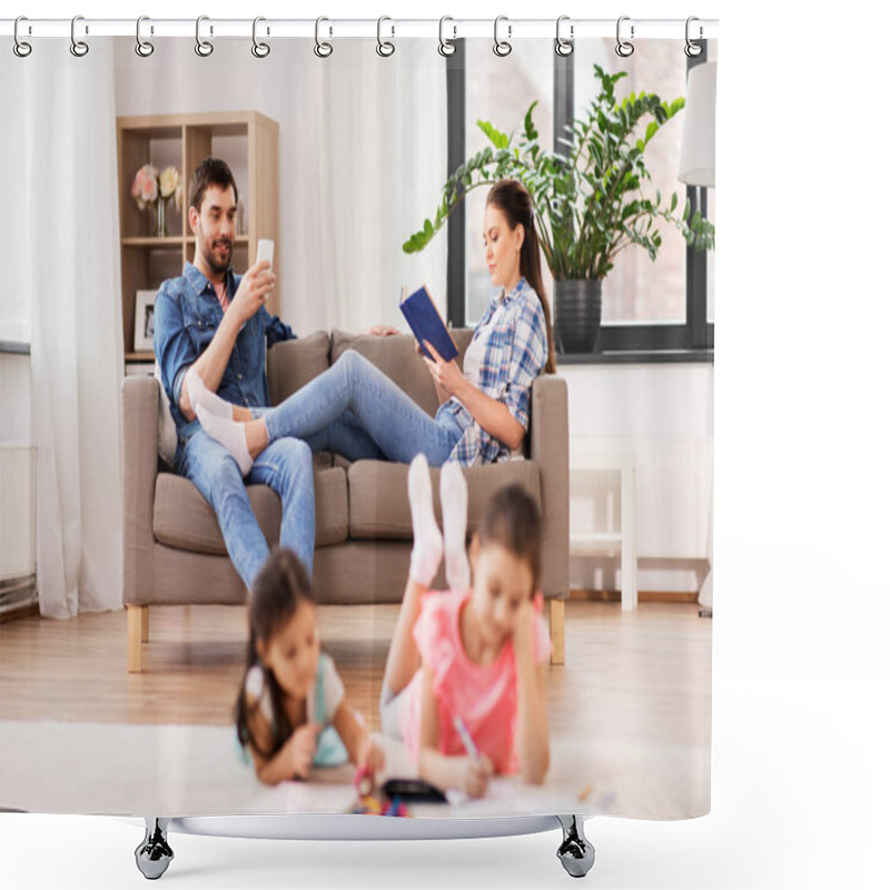 Personality  Happy Family Spending Free Time At Home Shower Curtains