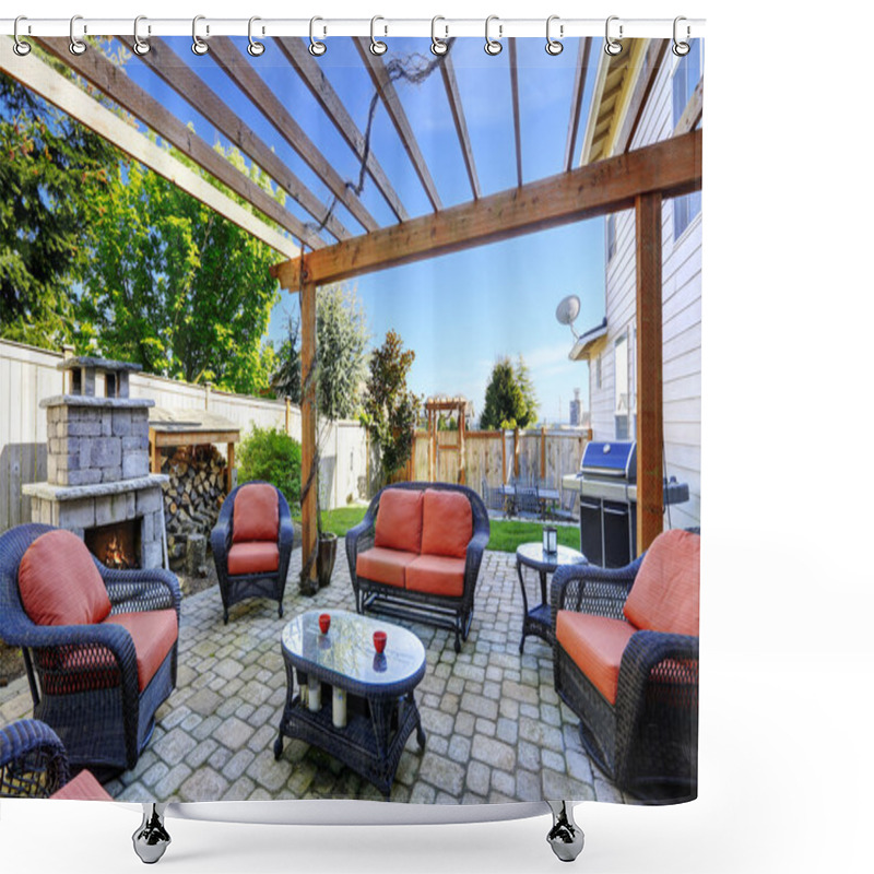 Personality  Home Garden With Patio Area And Fireplace Shower Curtains