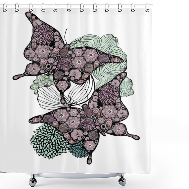 Personality  Floral Butterflies Shower Curtains