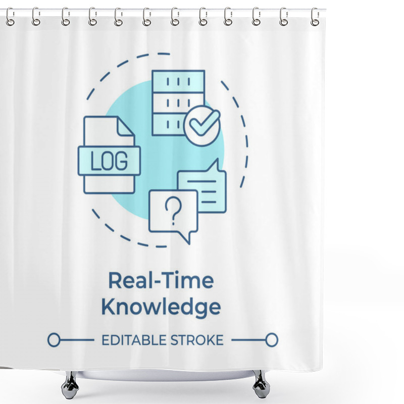 Personality  Real-time Knowledge Soft Blue Concept Icon. Tracking And Monitoring. Field Service Management. Round Shape Line Illustration. Abstract Idea. Graphic Design. Easy To Use In Article  Shower Curtains