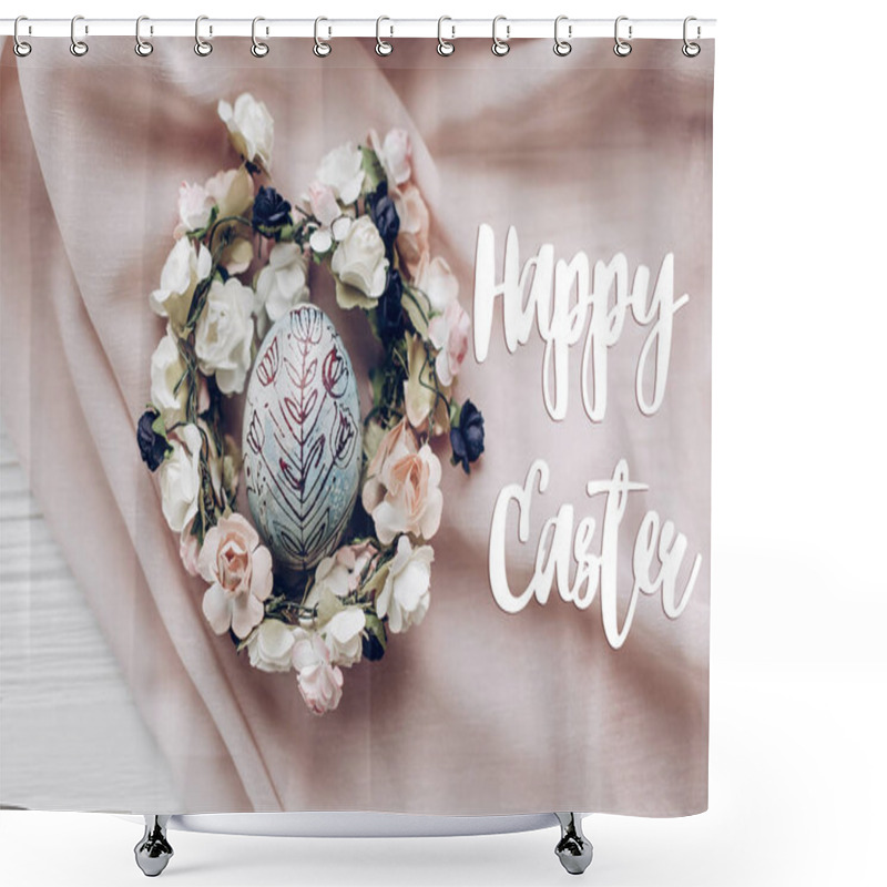 Personality  Happy Easter Text  And Easter Egg Shower Curtains