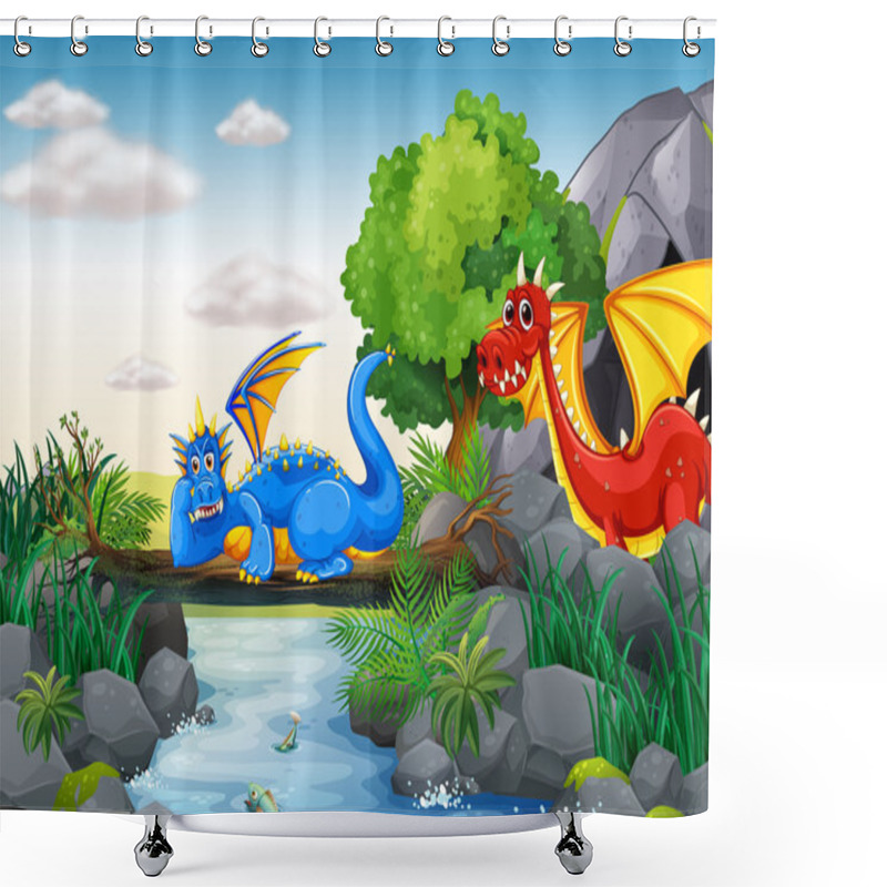 Personality   Flying Dragons Shower Curtains