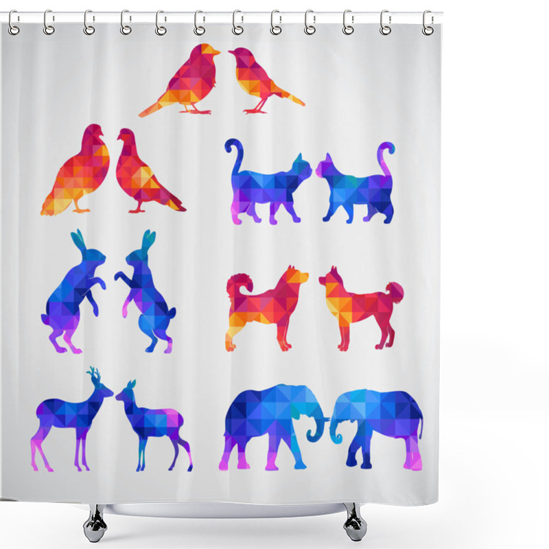 Personality  Set Of Animals Love Silhouettes Shower Curtains