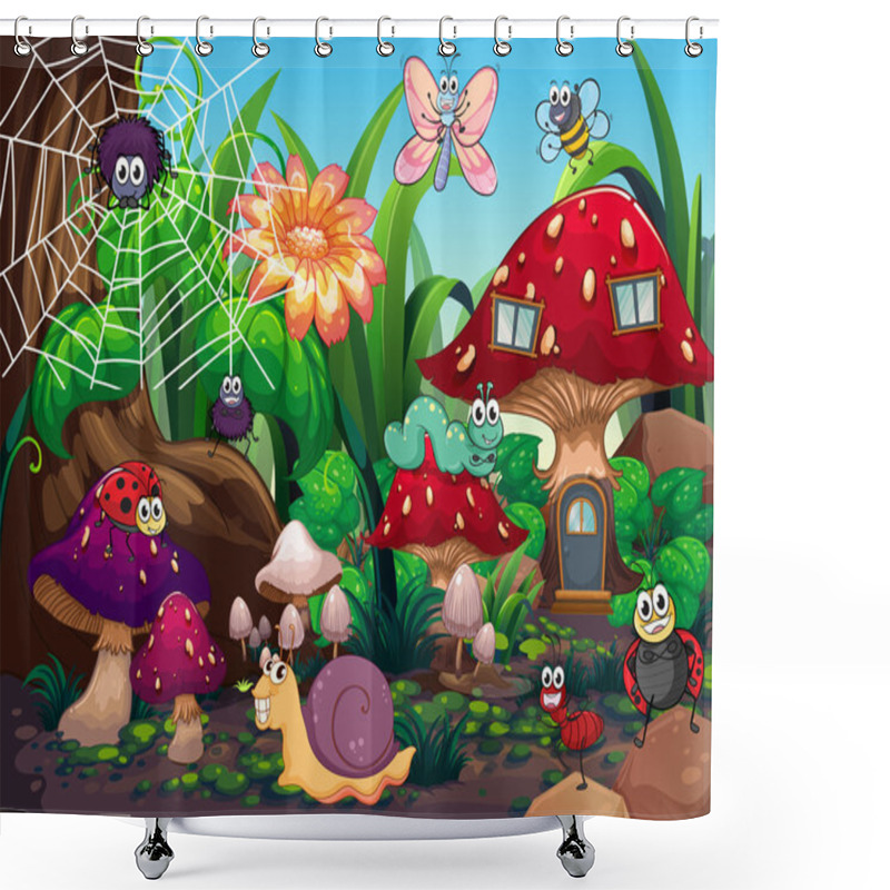 Personality  Insects Living Together In The Garden Shower Curtains