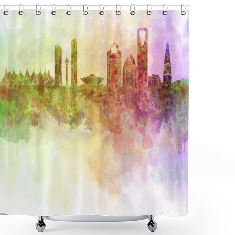 Personality  Riyadh Skyline In Watercolour Background Shower Curtains