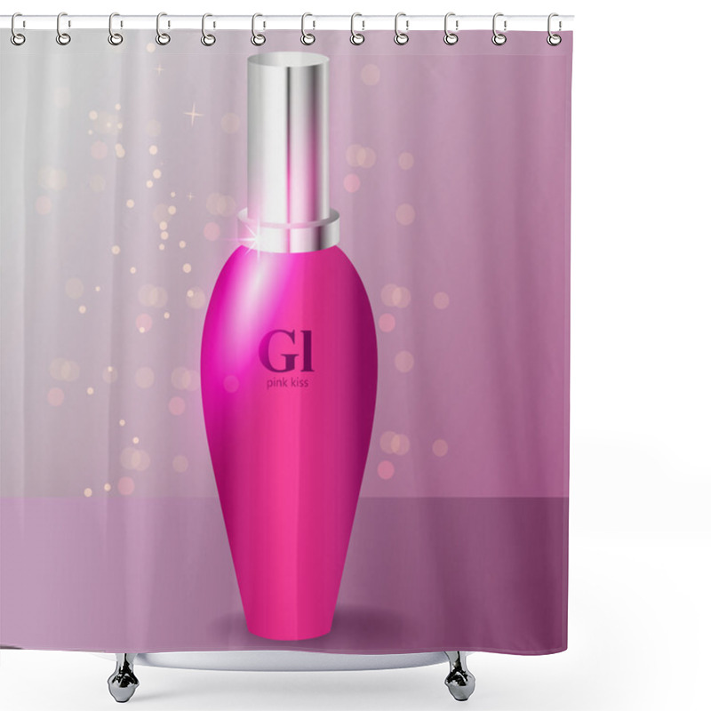 Personality  Pink Perfume Bottle, Vector Design Shower Curtains