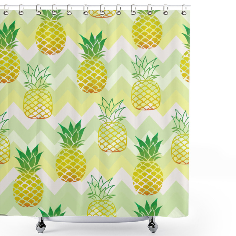 Personality  Pineapple Pattern , Vector, Illustration Shower Curtains