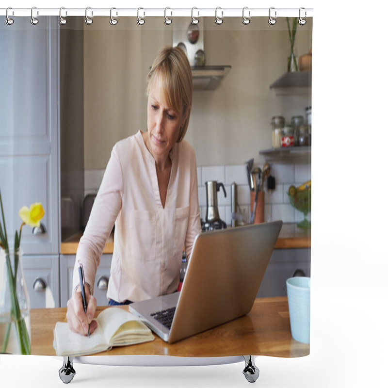 Personality  Woman Working From Home  Shower Curtains