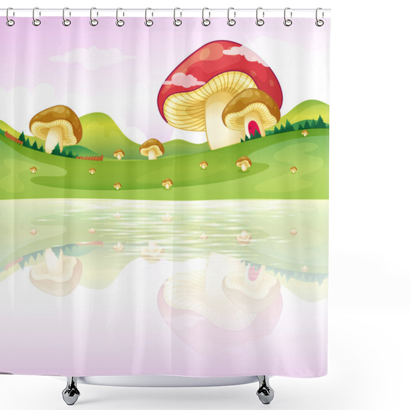 Personality  Mushrooms Near The Lake Shower Curtains