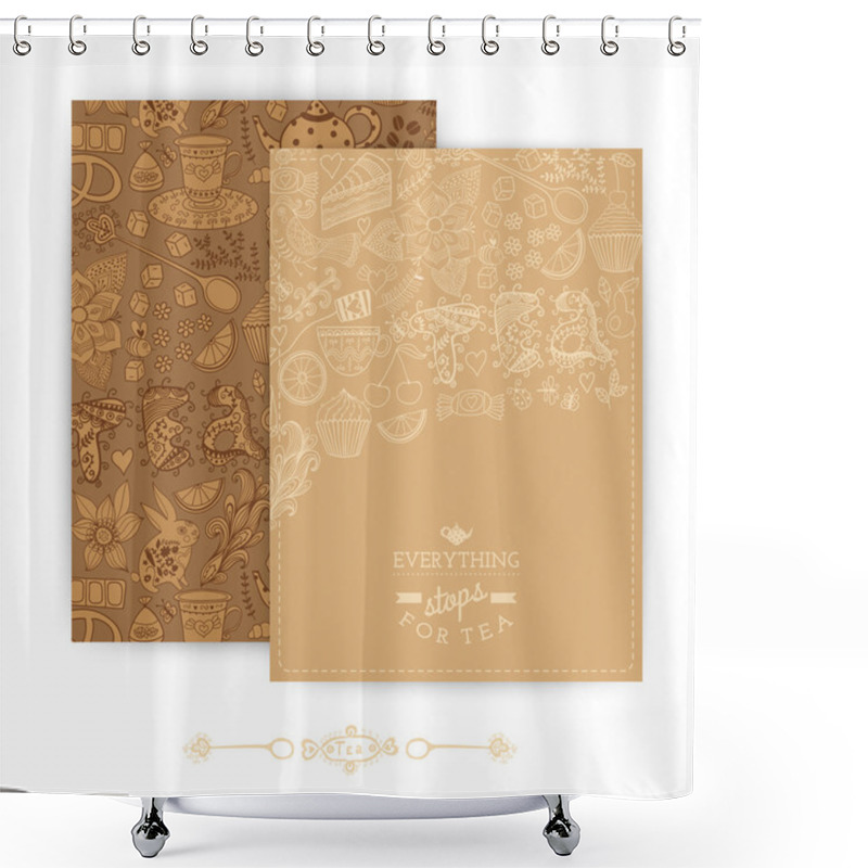 Personality  Coffee And Tea Cards Shower Curtains