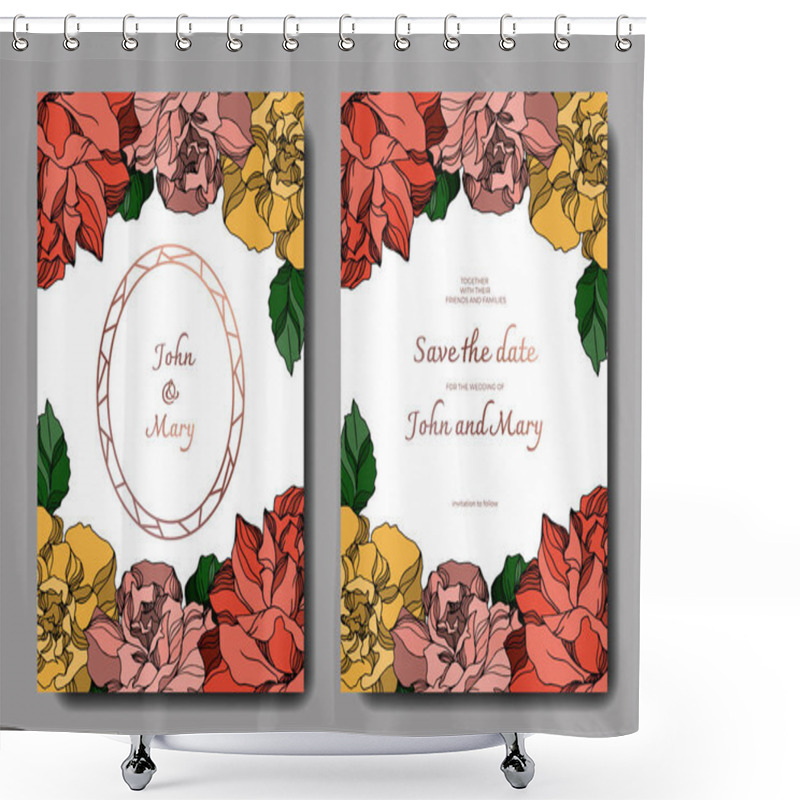 Personality  Vector Roses Floral Botanical Flowers. Black And White Engraved Ink Art. Wedding Background Card Decorative Border. Shower Curtains