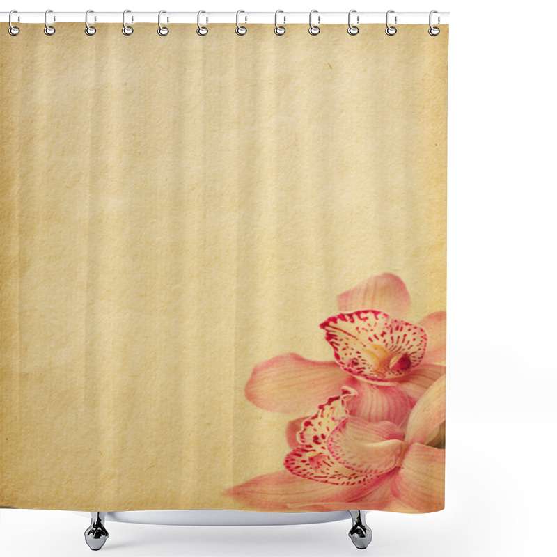 Personality  Old Paper Textures With Orchids. Shower Curtains