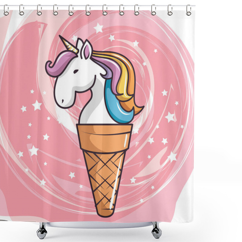 Personality  Cute Unicorn Design Shower Curtains