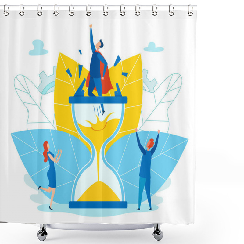 Personality  Vector Illustration Deadline Teamwork Cartoon. Shower Curtains