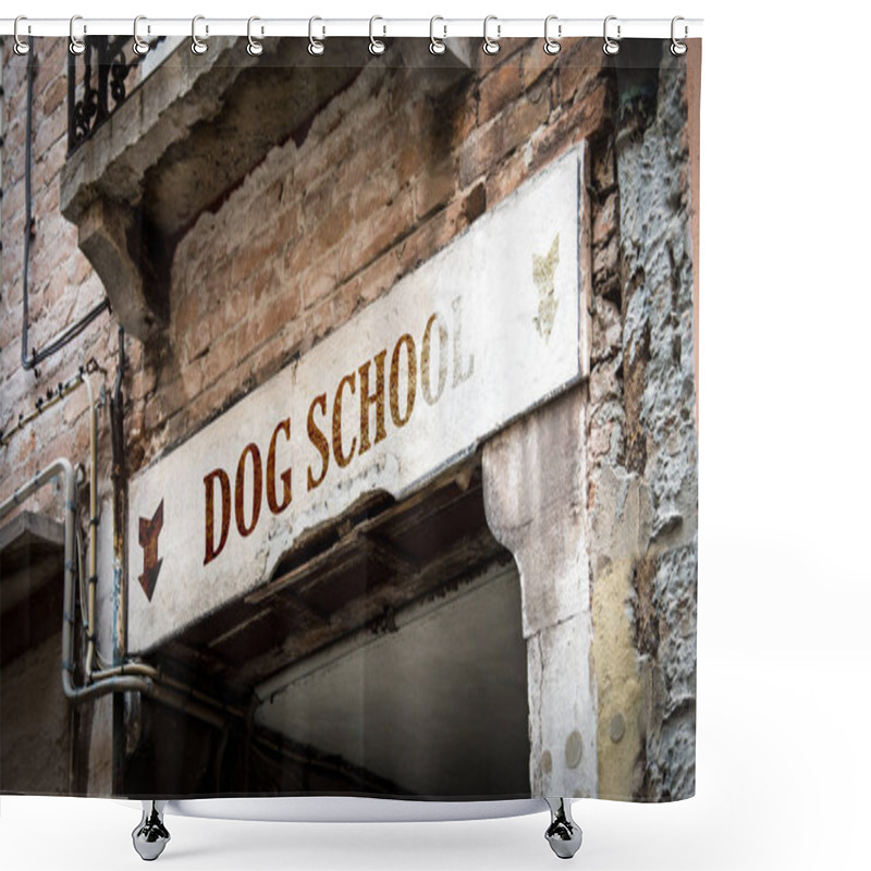 Personality  Sign On Wall To Dog School Shower Curtains