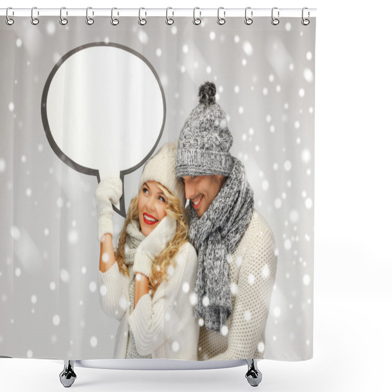 Personality  Family Couple With Blank Text Bubble Shower Curtains