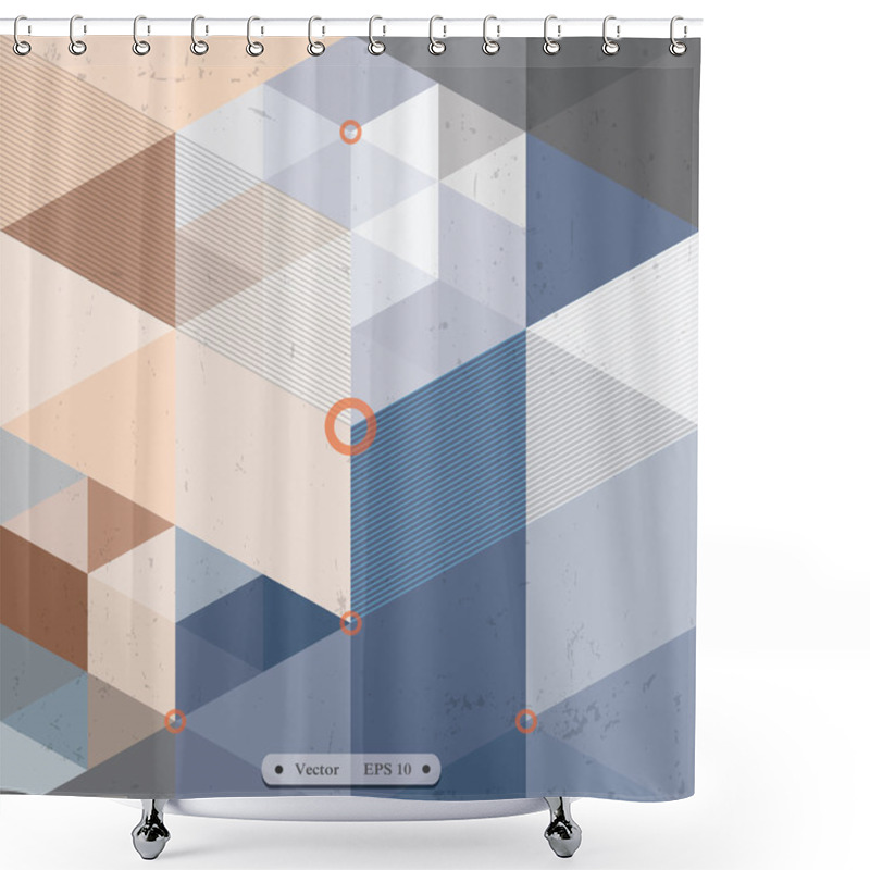 Personality  Triangles With Grunge Retro Background .Vector EPS 10 Shower Curtains