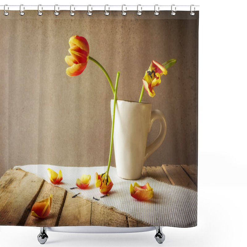 Personality  Transience Still Life Tulips Cup Petals Shower Curtains