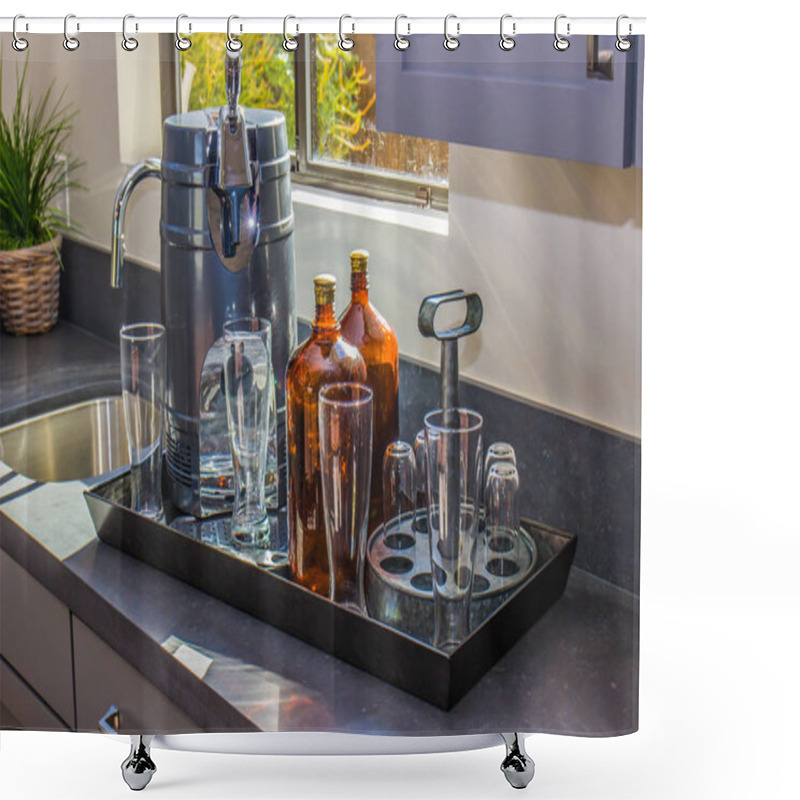 Personality  Mini Beer Keg In Modern Kitchen Shower Curtains