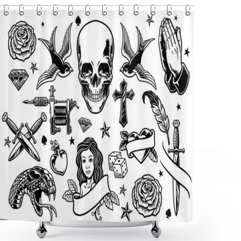 Personality  Set Of Various Tattoo Flash Shower Curtains