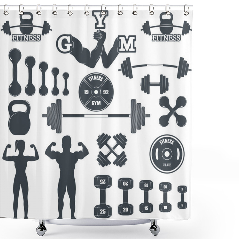 Personality  Fitness Gym Icons Shower Curtains