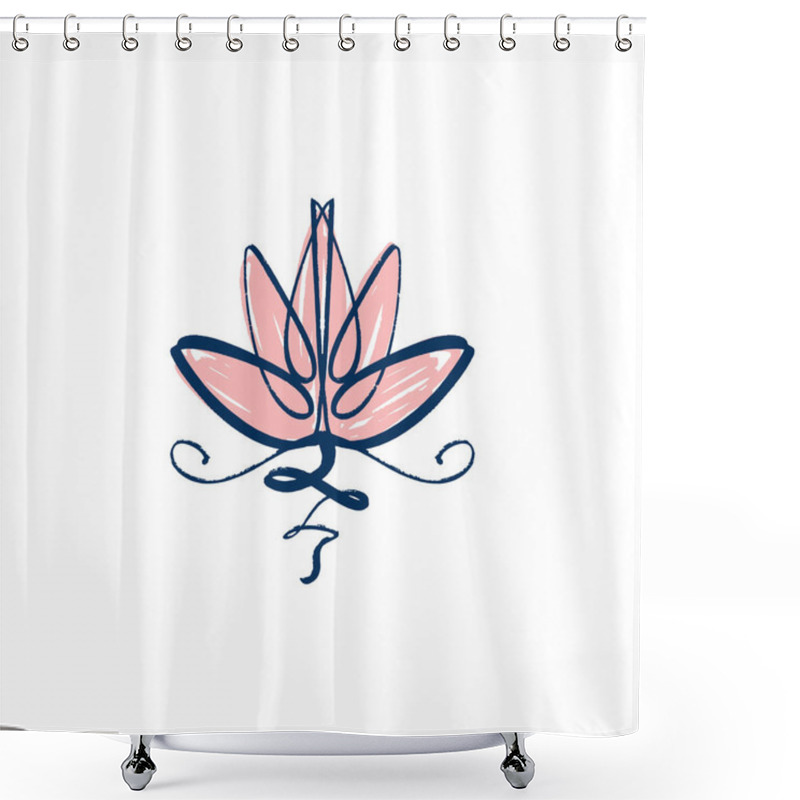 Personality  Lotus, Harmony And Universe Symbol, Sacred Geometry. Ayurveda And Balance Logo Or Label. Tattoo Design. Bohemian Art For Posters And Textile. Isolated Editable Illustration Shower Curtains