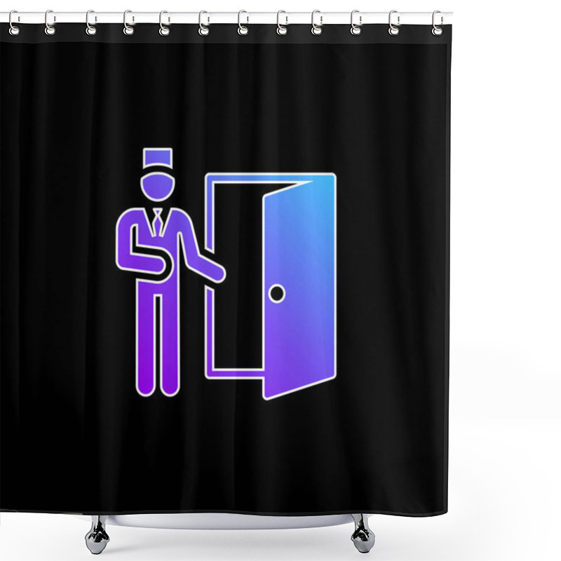 Personality  Bell Boy Blue Gradient Vector Icon Shower Curtains