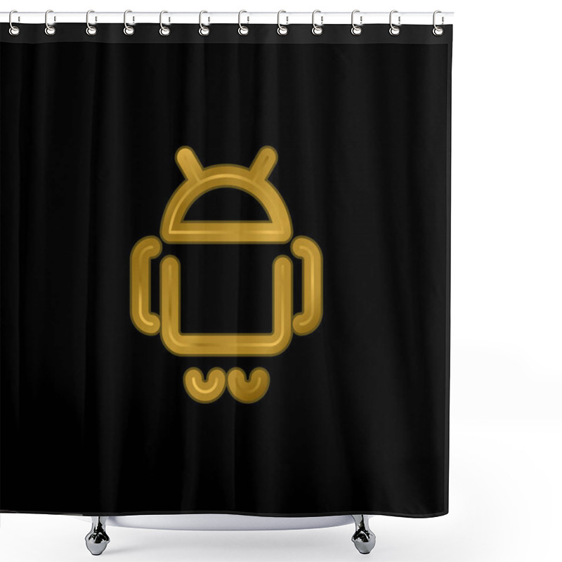 Personality  Android Logo Gold Plated Metalic Icon Or Logo Vector Shower Curtains