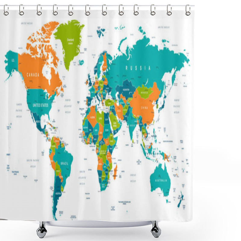 Personality  World Map - Illustration Shower Curtains