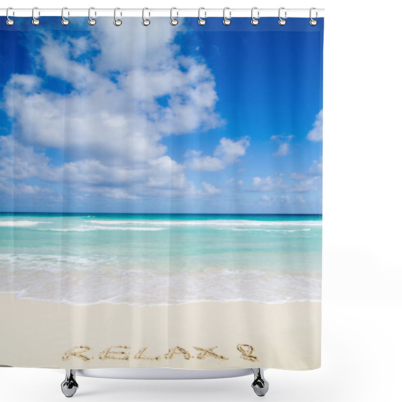 Personality  Word Relax On Sand Beach Shower Curtains