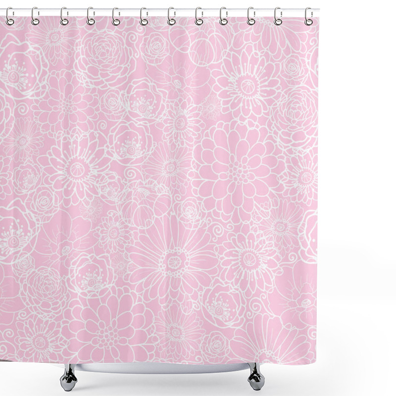 Personality  Pink Flowers Texture Vector Pattern. Shower Curtains