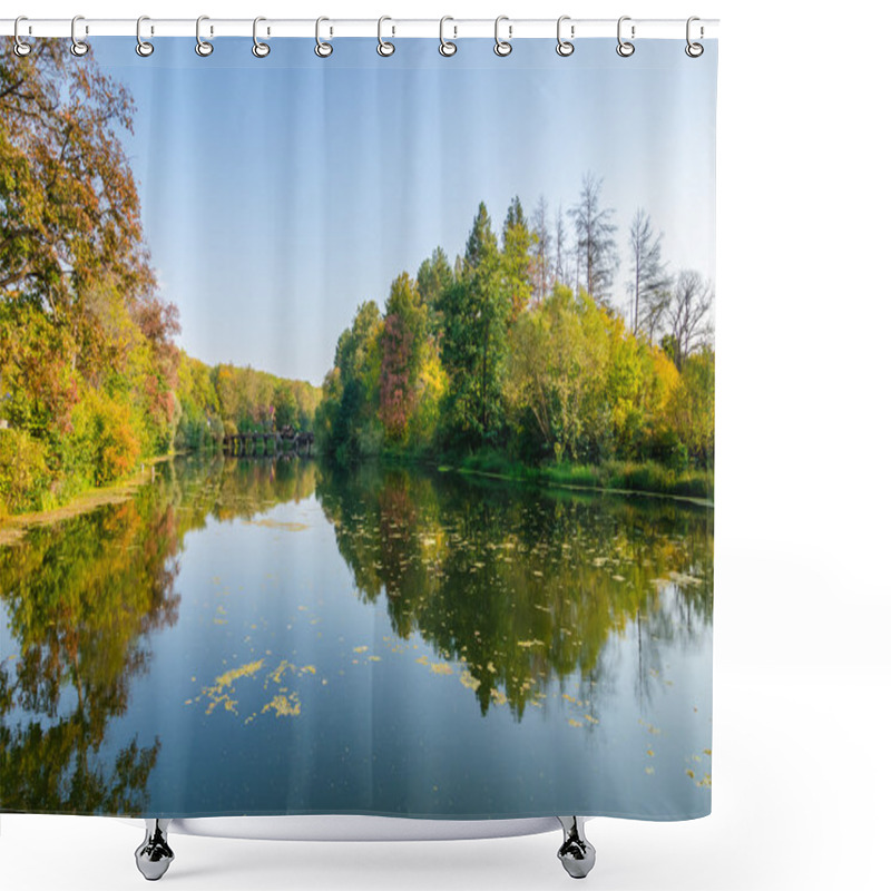 Personality  Attractive Autumn Landscape With Beautiful Reflection Over Lake Shower Curtains