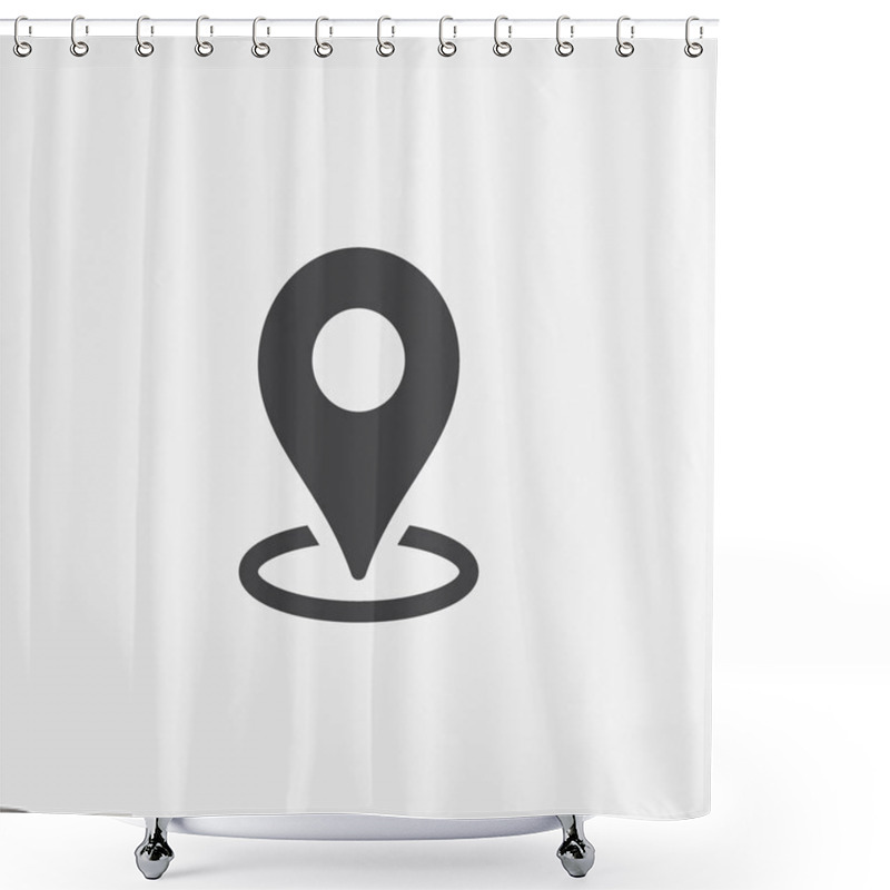 Personality  Pin Map Icon In Flat Style. Gps Navigation Vector Illustration O. N Isolated Background. Target Destination Business Concept Shower Curtains