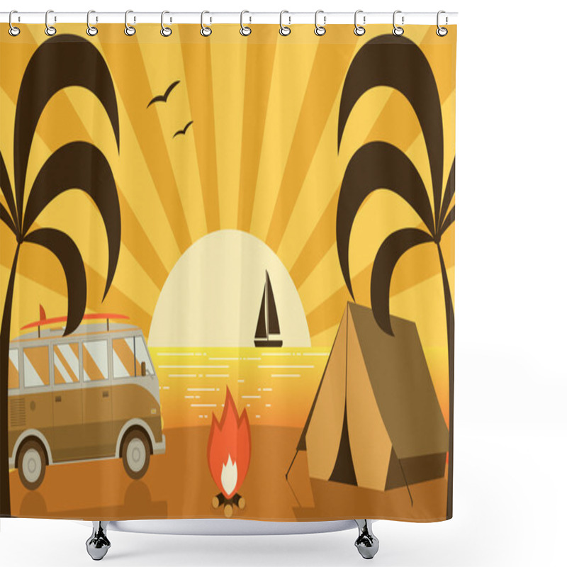 Personality   Campground Scene With Camping Van Shower Curtains