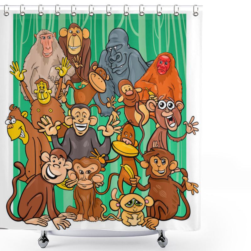 Personality  Cartoon Monkey Characters Group Shower Curtains