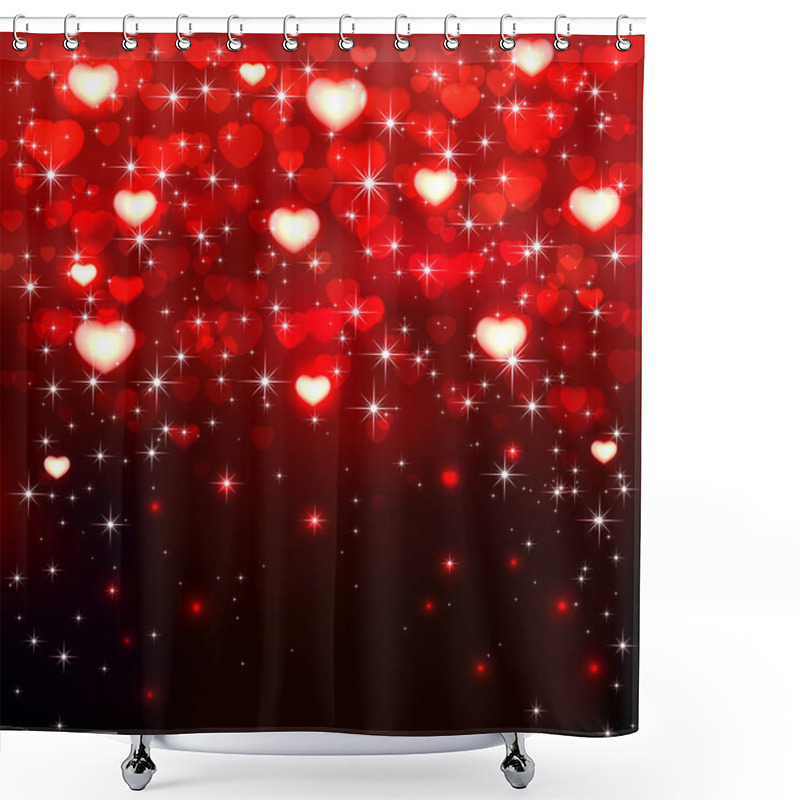 Personality  Red Hearts On Dark Background Shower Curtains