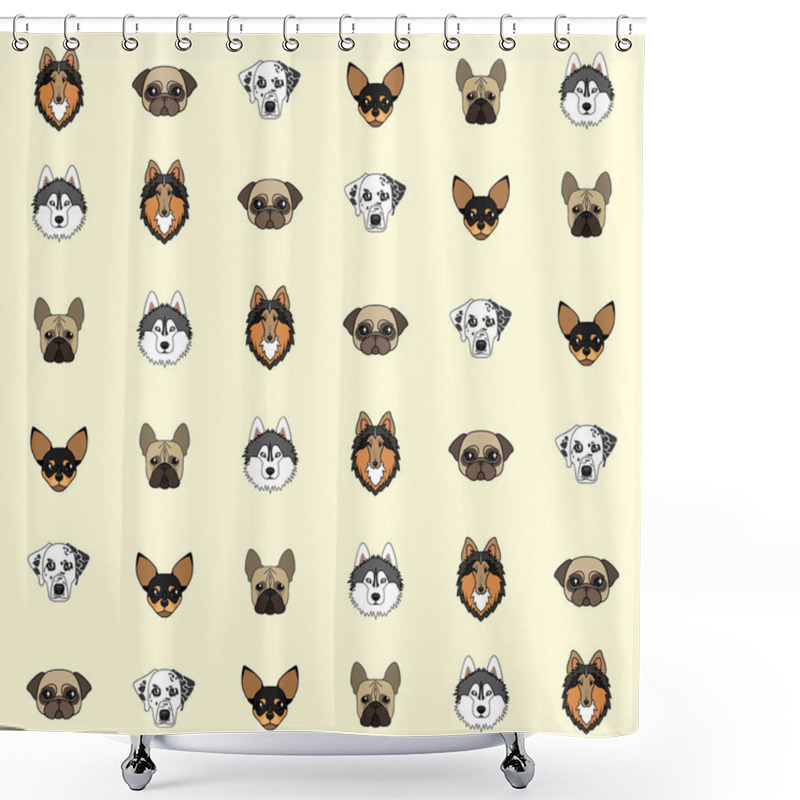 Personality  Yellow Background With Dogs Of Various Breeds Shower Curtains