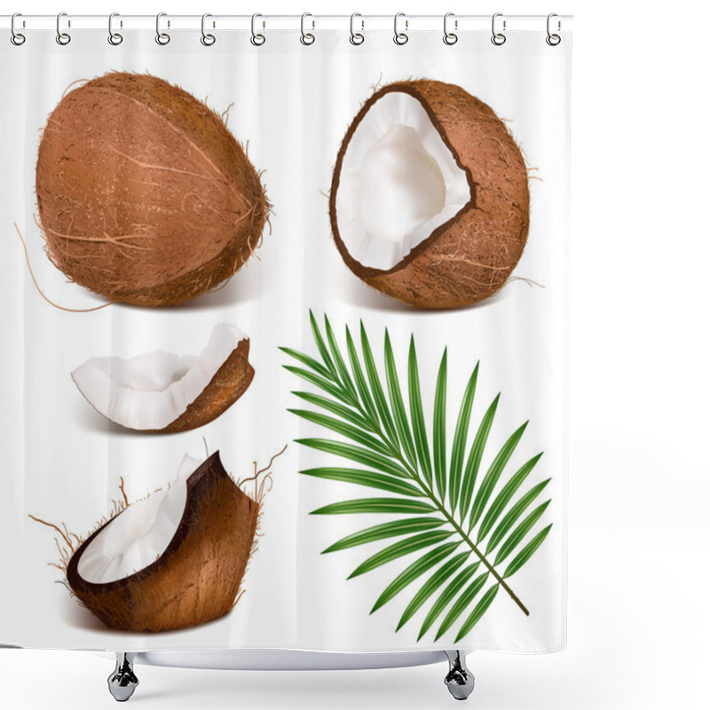 Personality  Coconuts With Leaves. Shower Curtains