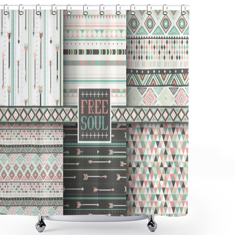 Personality  Set Of Ethnic Seamless Patterns. Shower Curtains