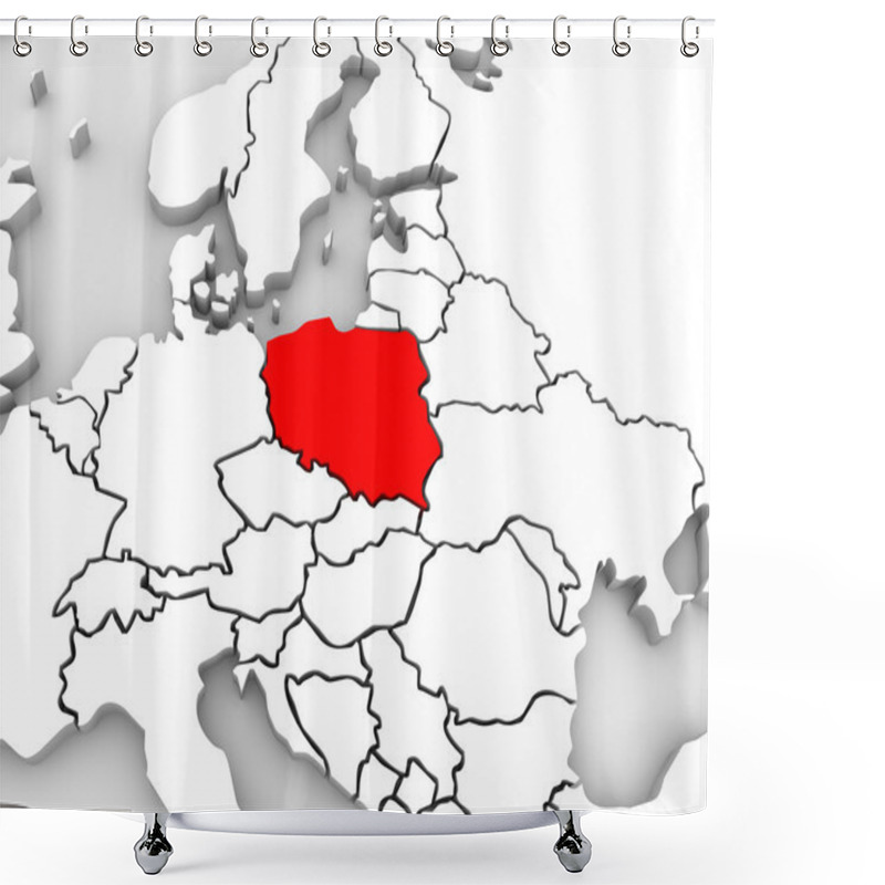 Personality  Poland Map Abstract 3D Europe Continent Shower Curtains